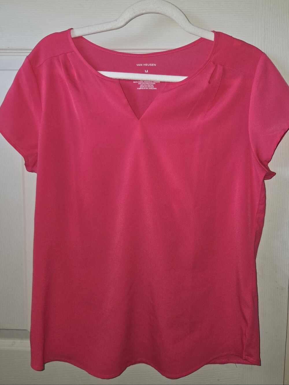 Van Heusen Bright Pink Short Sleeve V-Notch Top